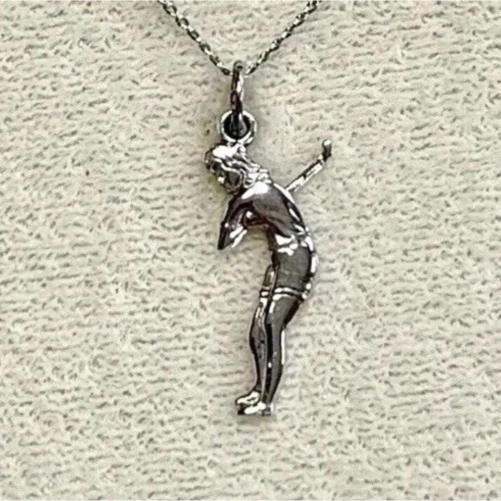 Vintage Sterling Silver Lady Golfer Charm Pendant Jewelry 18”Necklace Boxed